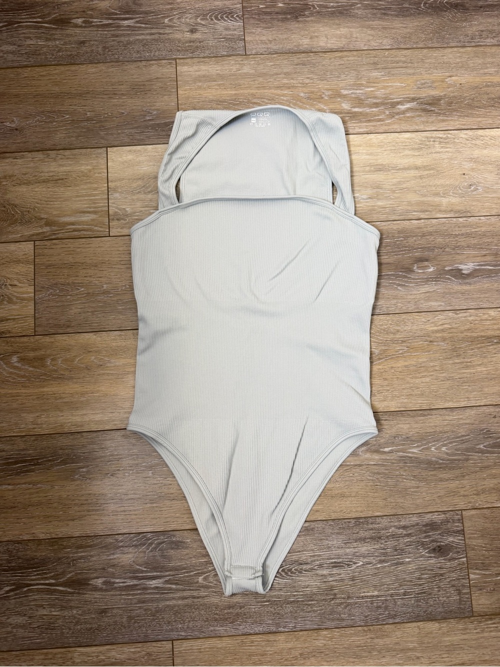 OQQ Ribbed Halter Bodysuit in Light Gray